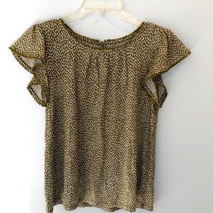 Loft blouse with ruffled cap sleeves